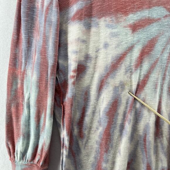 WE THE FREE Top XL Best Catch Tie Dye Tee Long Sleeve Terry Oversized Tunic Red - Picture 11 of 16